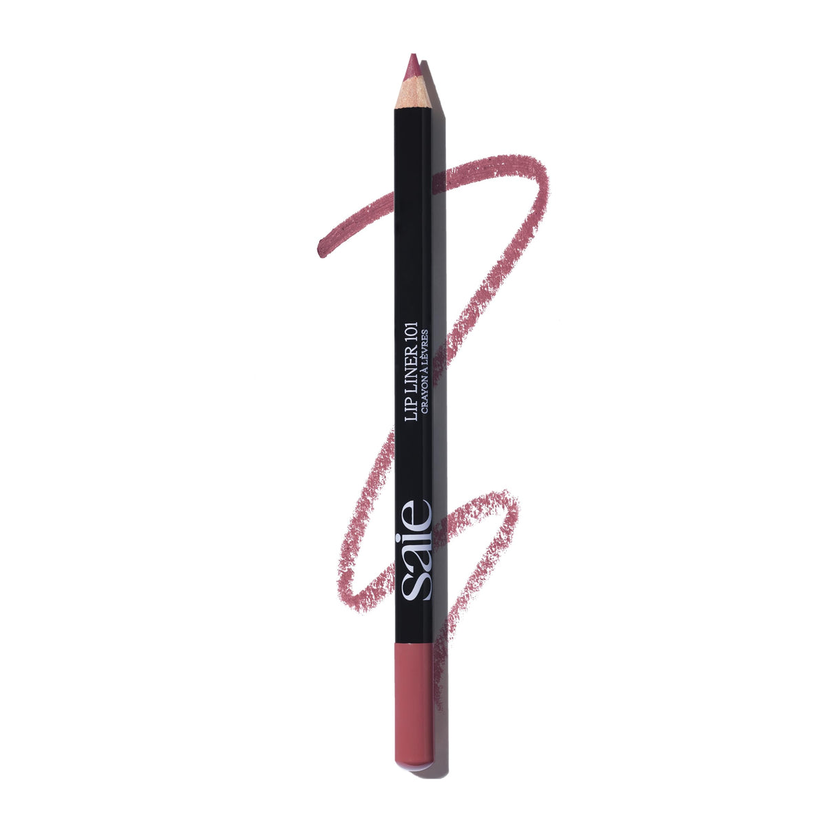 Saie Lip Liner 101 wooden pencil tip for precise lip shaping with a smooth glide.