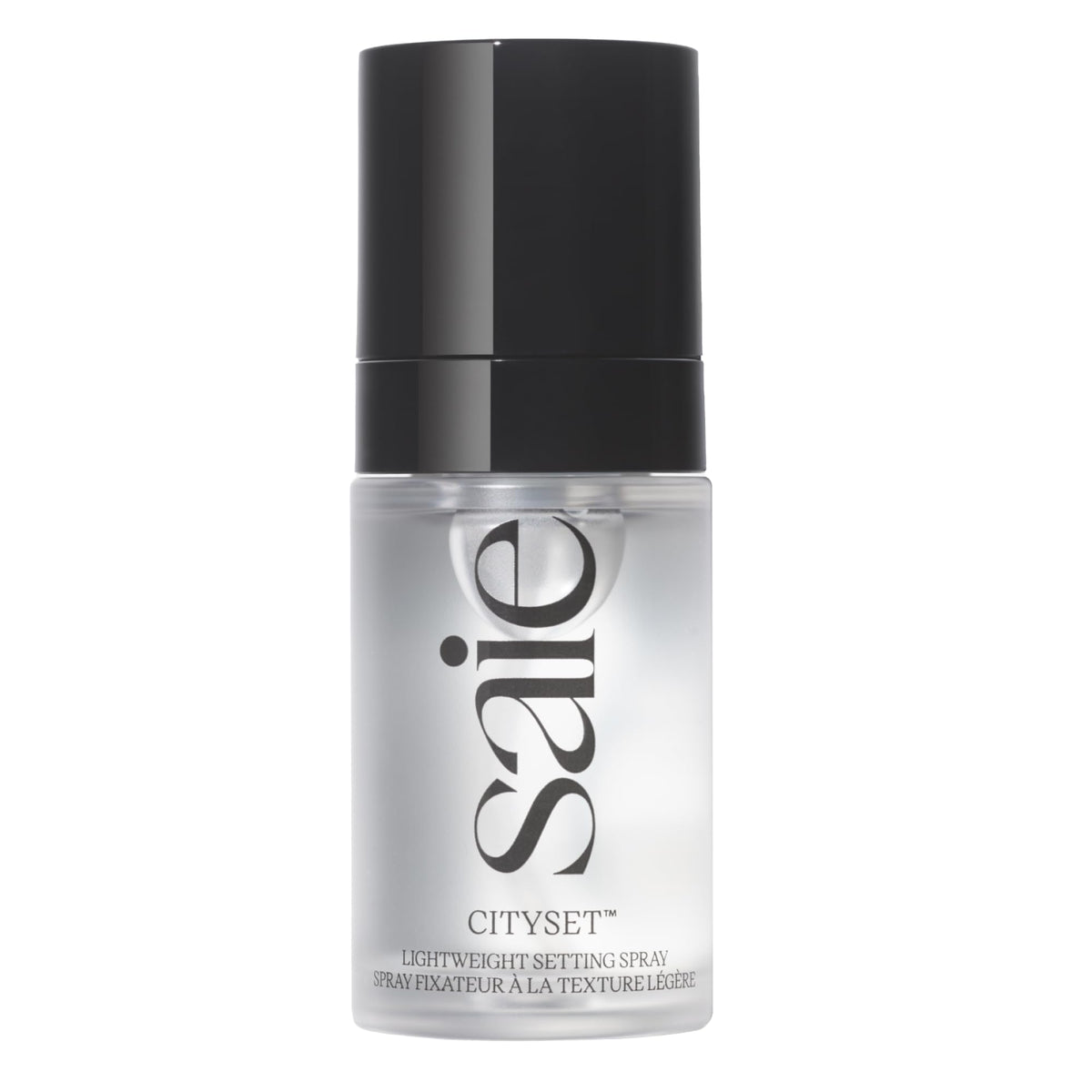 Saie Mini CitySet front bottle showing compact travel-friendly design and benefit