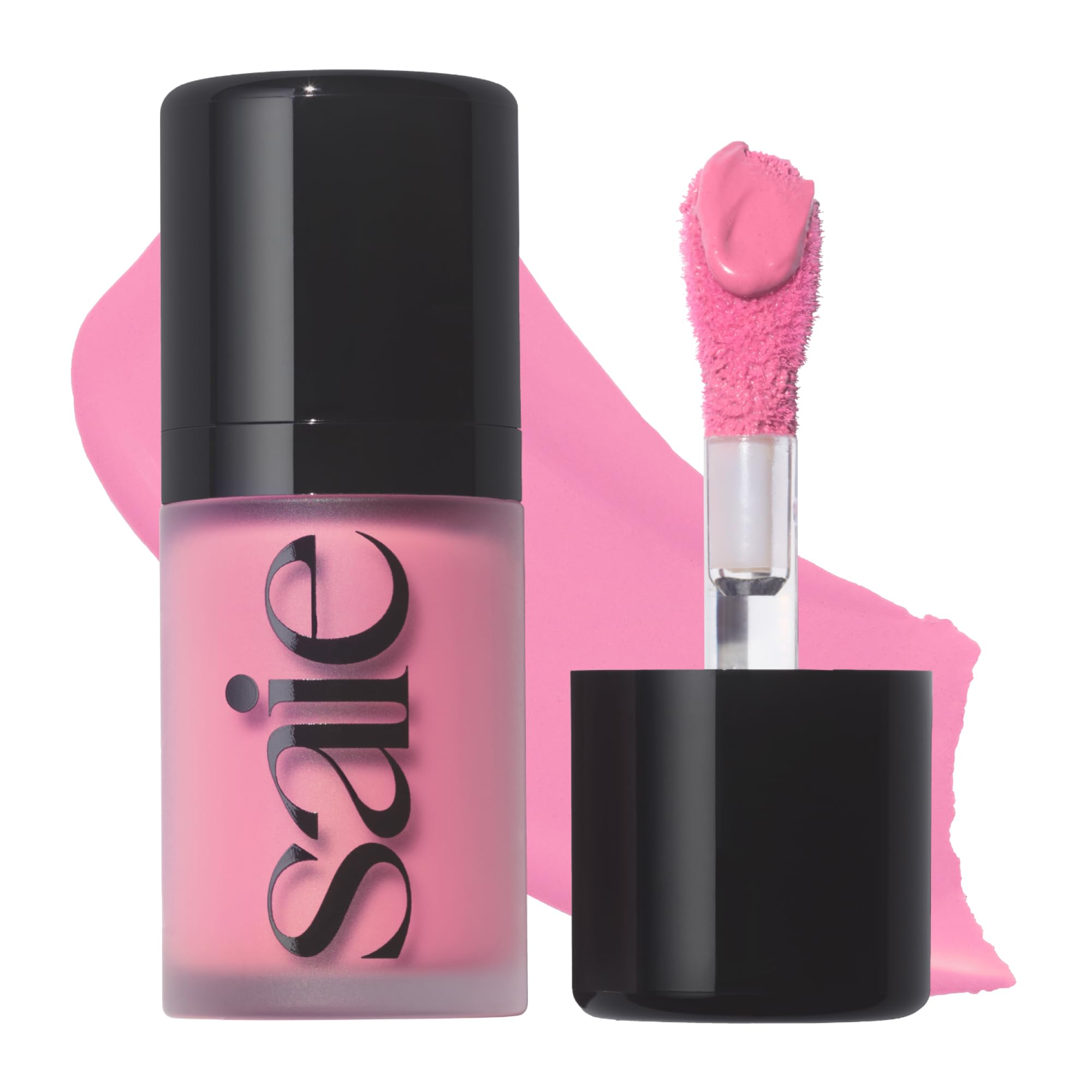 Saie mini dew blush front packaging showing compact size and label benefit