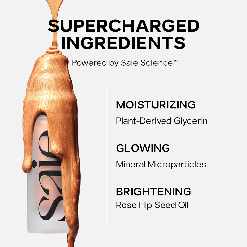 Saie Mini Glowy Super Gel used as primer under SPF for hydrated base