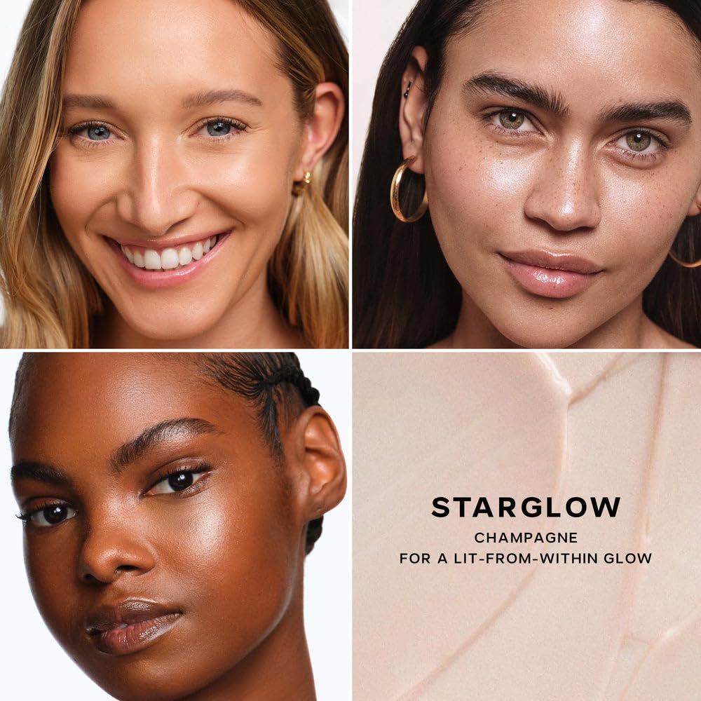 Saie drop mixed with foundation illustrating customizable dewy finish and glow