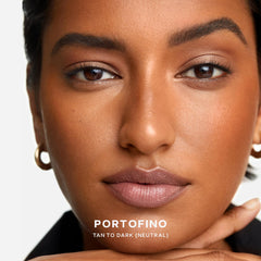 Saie Portofino applied with brush showing effortless blending benefit