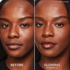 Saie creamy concealer texture swipe illustrating smooth, hydrating finish