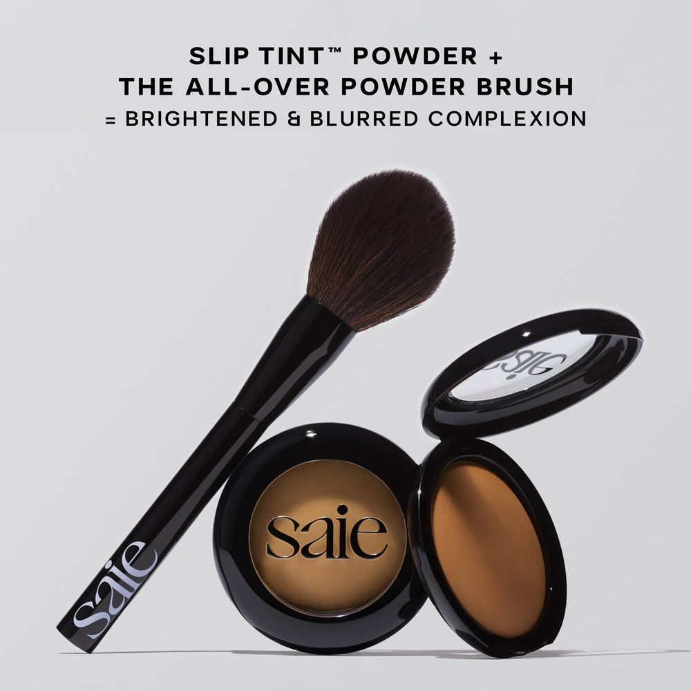 Saie Slip Tint lifestyle bag shot included in everyday makeup kit