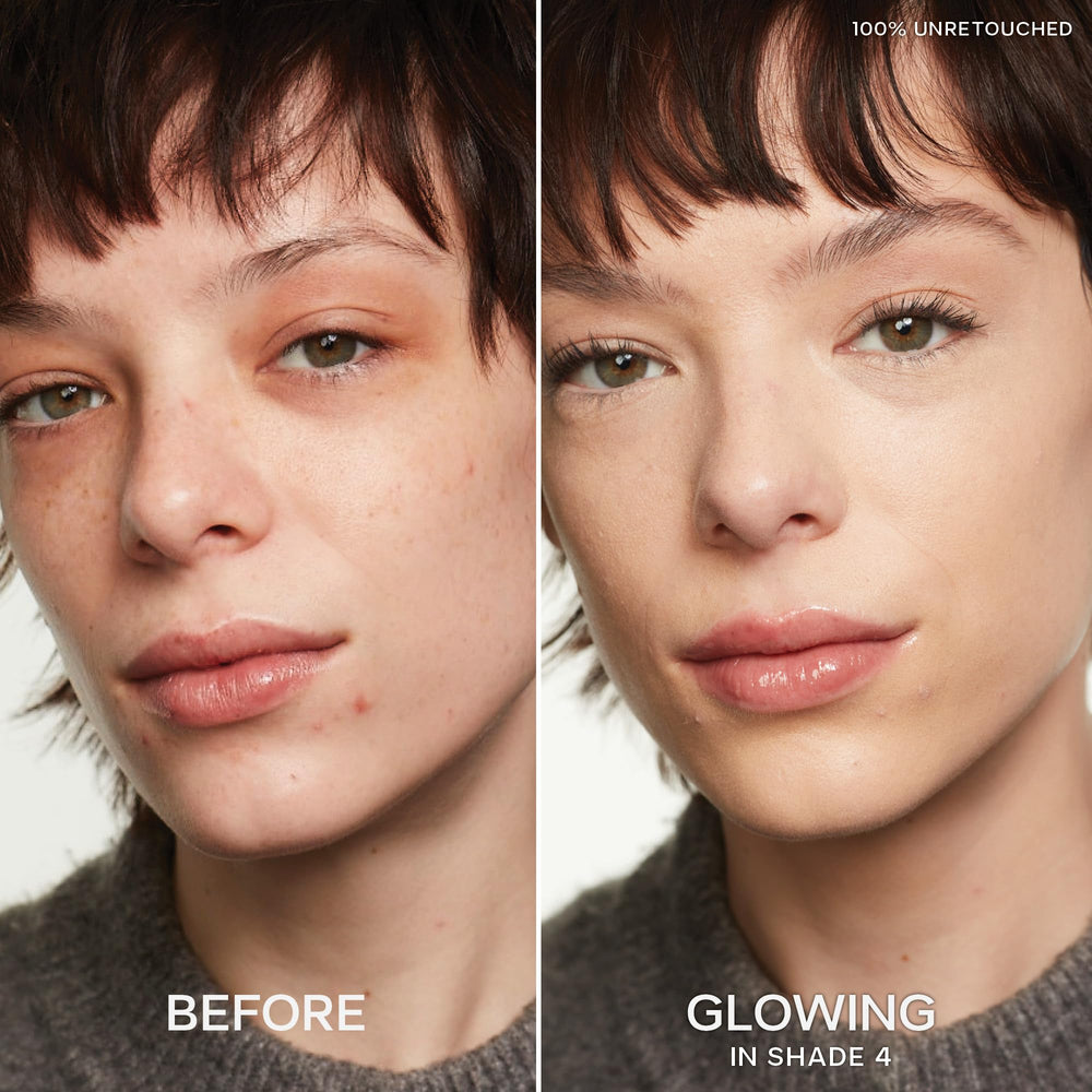 Saie Slip Tint Radiant Cream Concealer shade 4 under-eye application delivers natural brightness.