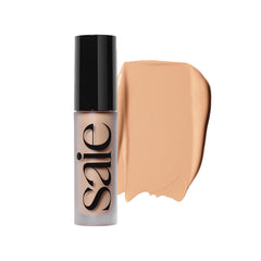 Saie concealer front packaging showing sleek tube and shade 9, clear product identity and benefit