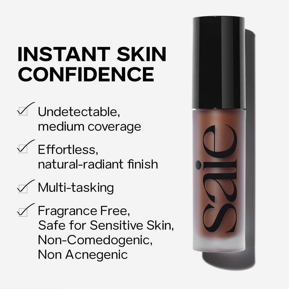Saie Slip Tint next to a coin to show compact 0.17 oz travel-friendly size