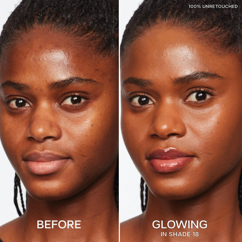 Close-up creamy texture swipe of Saie Slip Tint highlighting hydrating smooth finish benefit