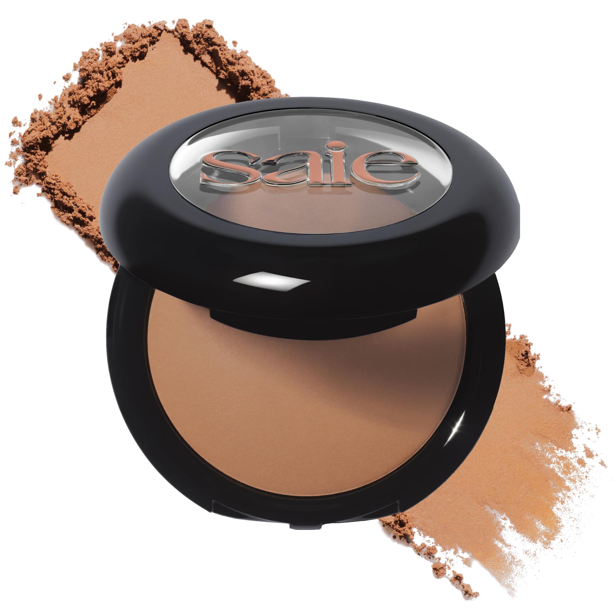 Saie SuperSuede Amalfi pan view showing warm bronzer for natural glow