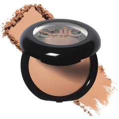 Saie bronzer compact front view showing Palermo shade and compact design benefit