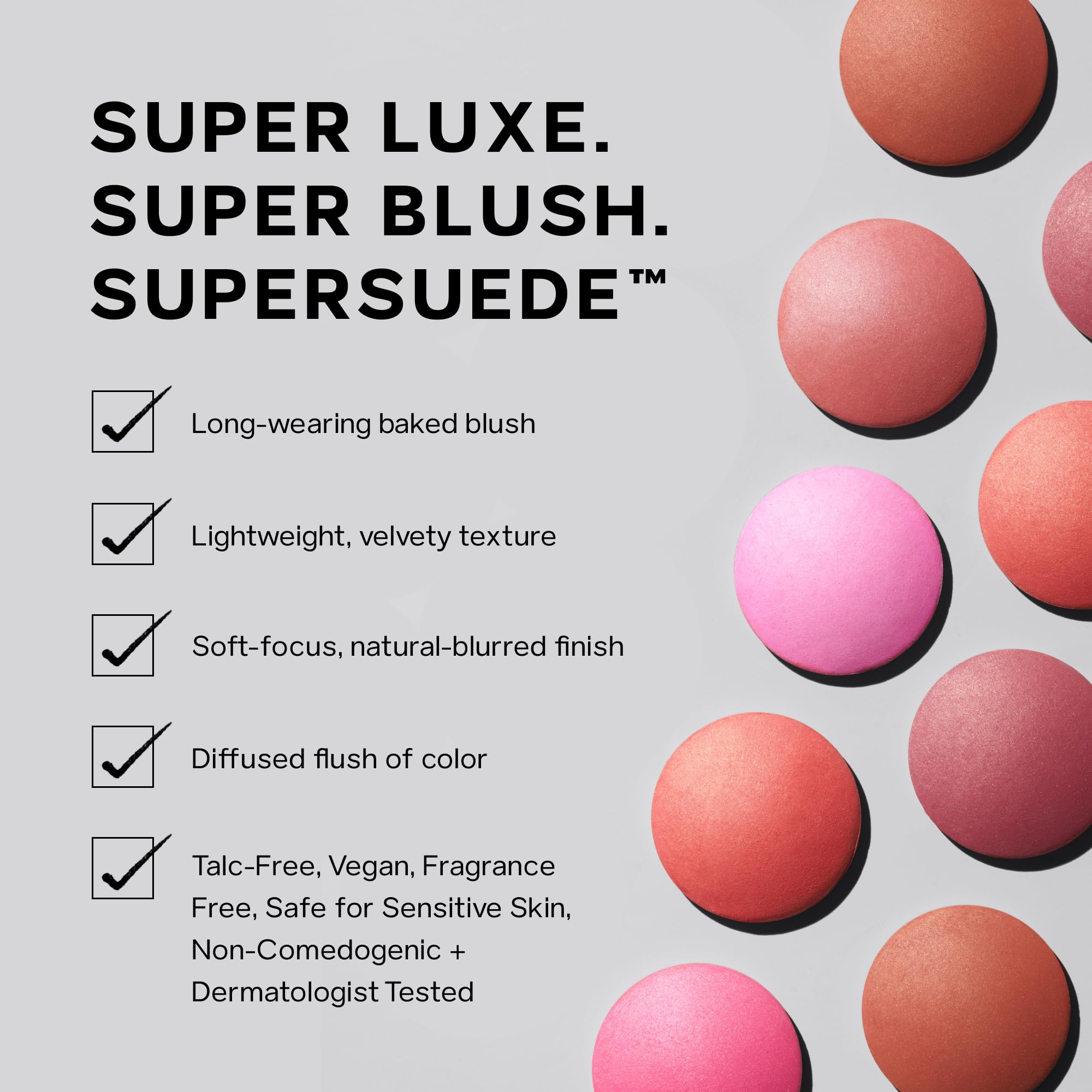 Saie SuperSuede Baked Blush moisture ingredients emphasize skin-smoothing hydration