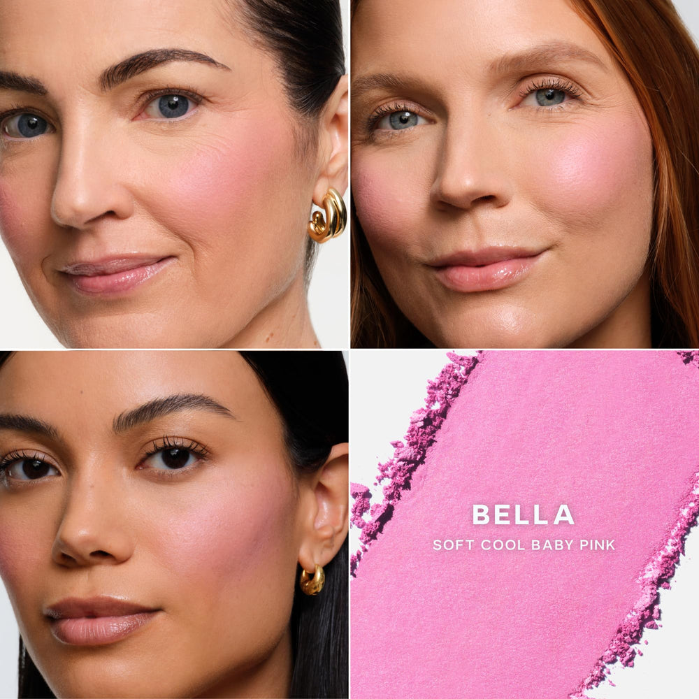 Saie SuperSuede swatches on skin showing buildable, blendable benefit