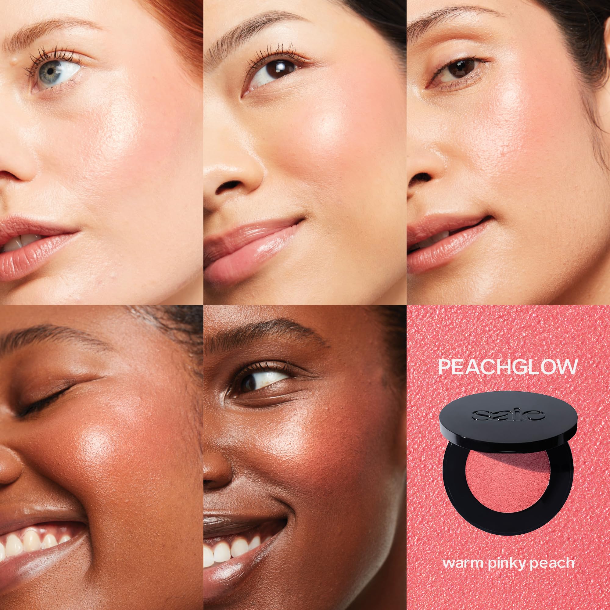 Saie arm swatches of Peachglow showing buildable color benefit