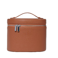 Saie brown vanity case front view with easy-access organization