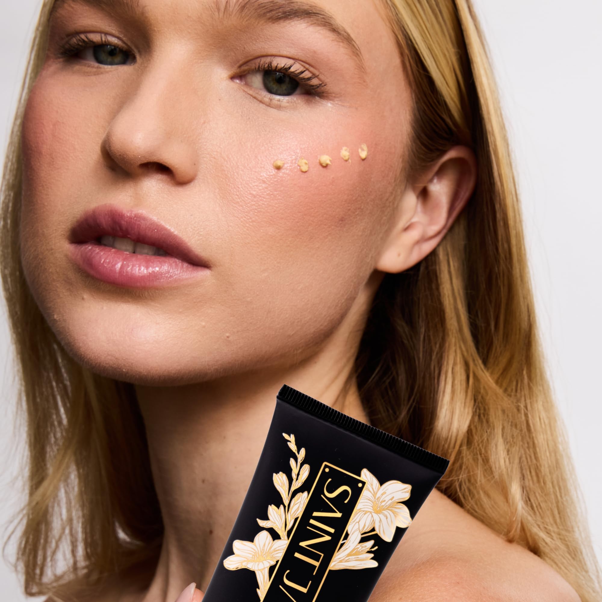 SAINT JANE Sun Ritual used under makeup in routine for smooth complexion.
