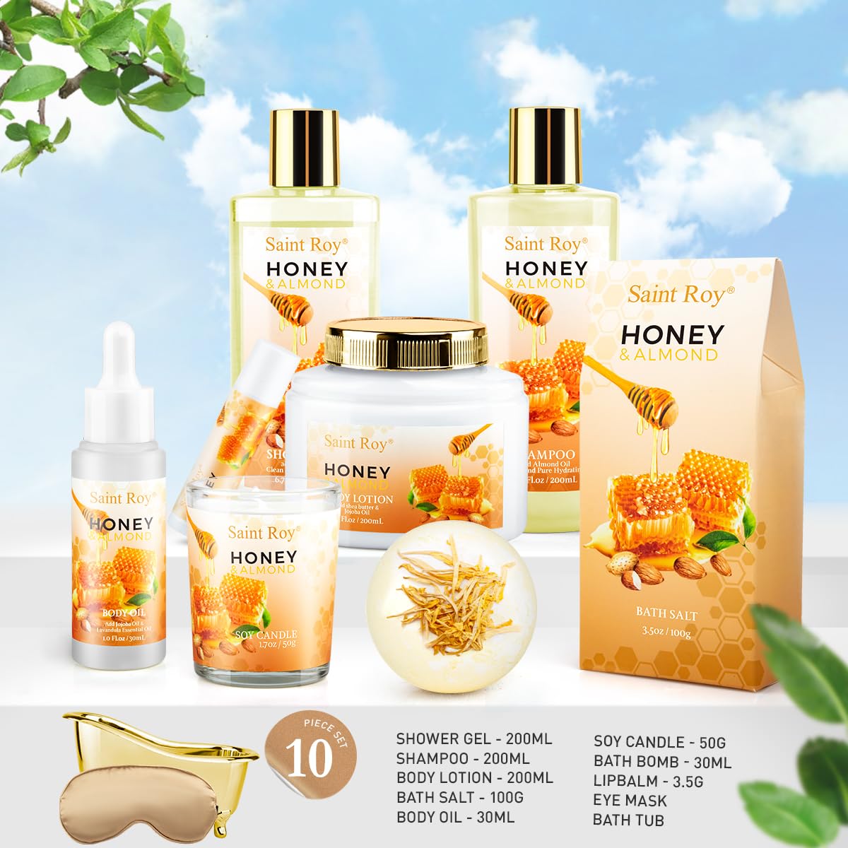 Saint Roy almond milk honey scent bath kit aromatherapy moment