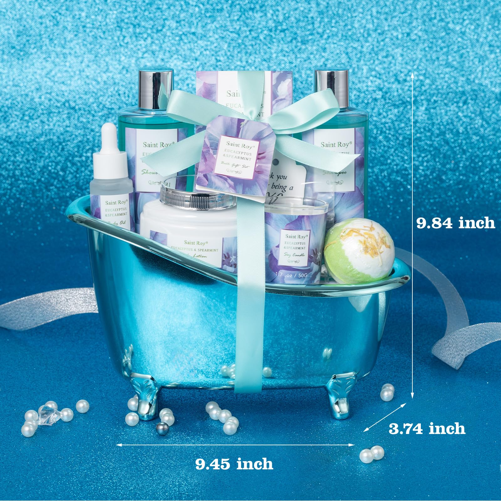 Saint Roy bubble bath bottle with pump for easy foaming.