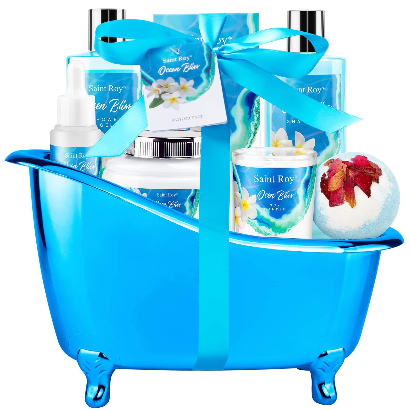 Saint Roy Luxury Spa Gift Basket Display as a thoughtful pampering gift