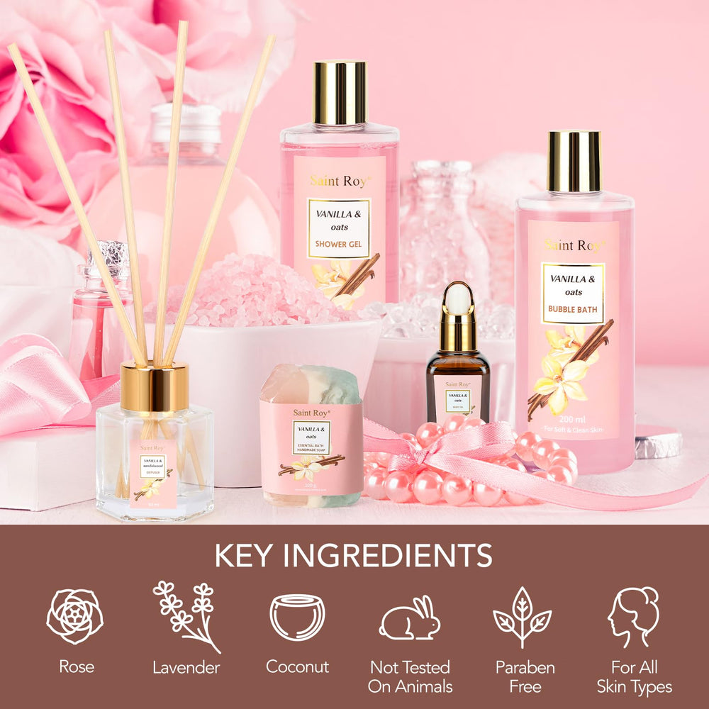 Saint Roy vanilla oat shower gel provides rich cleansing and soothing fragrance