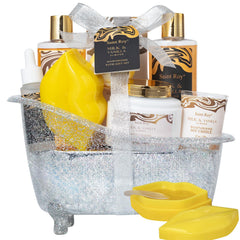 Saint Roy Spa Gift Basket bath-tub display for elegant home spa setup