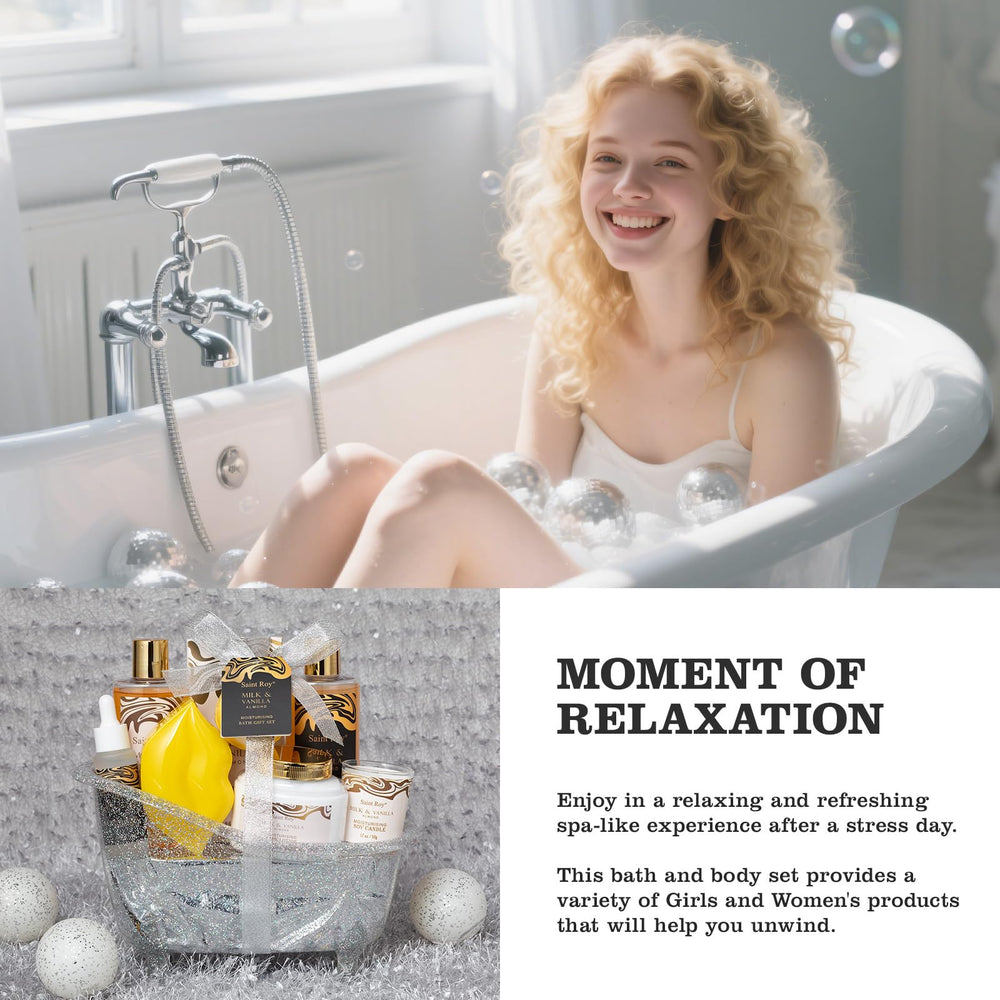 Saint Roy Spa Gift Basket spa candle enhances relaxing ambiance for a self care ritual