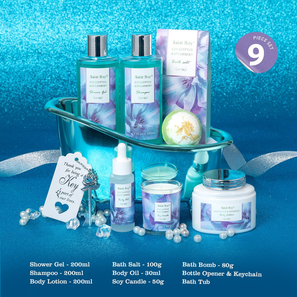Saint Roy spa gift basket for women, ideal for gifting and relaxation.