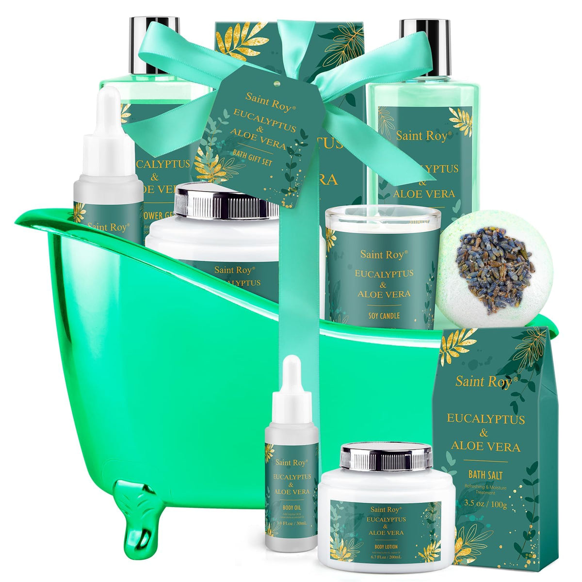 Saint Roy spa gift basket luxury container—reusable tub doubles as storage