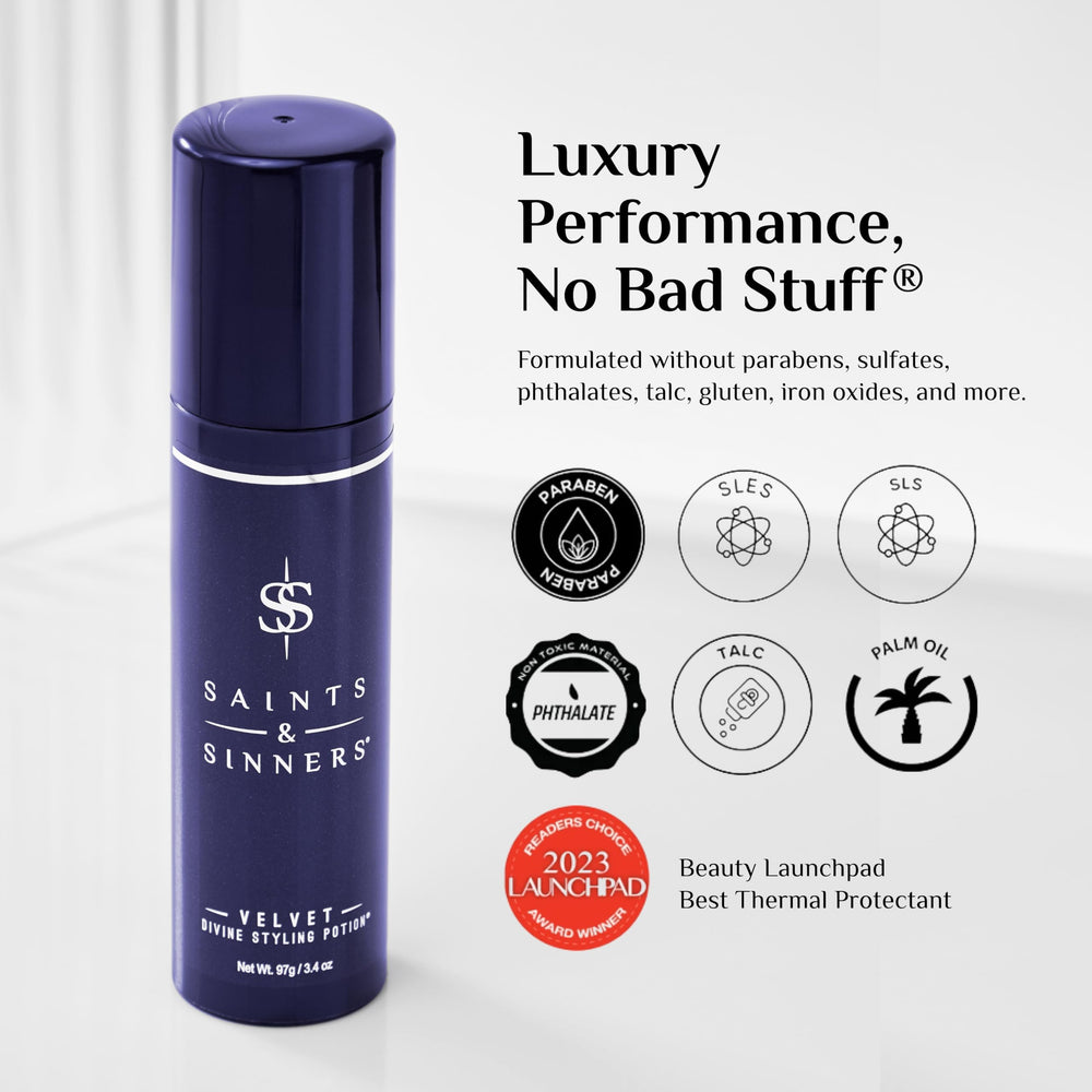 Fragrance notes of Velvet Divine Styling Potion include tuberose and jasmine