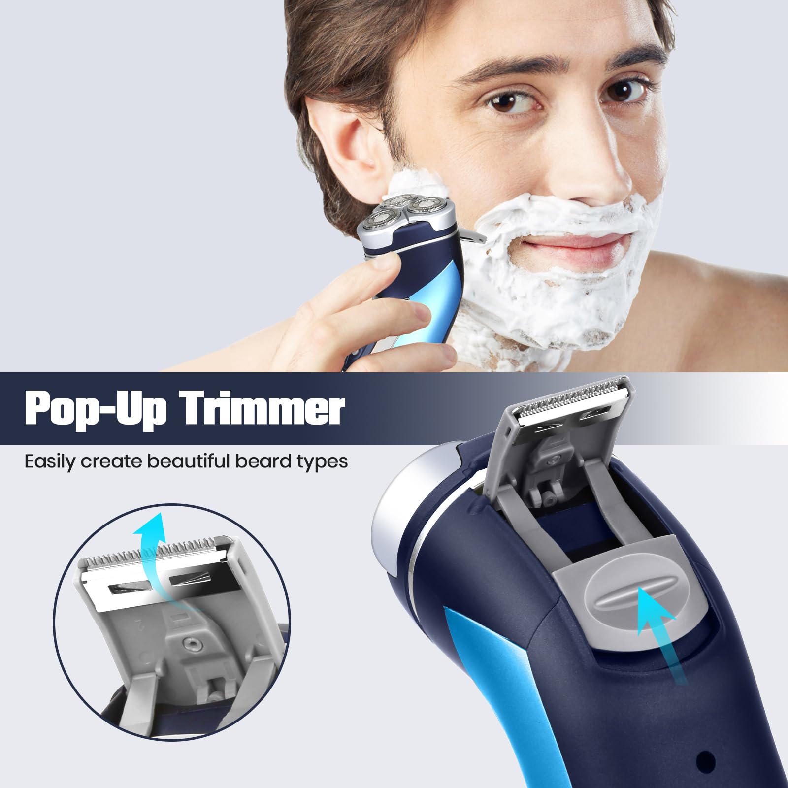 Sakioo electric razor LED display shows battery status and charging