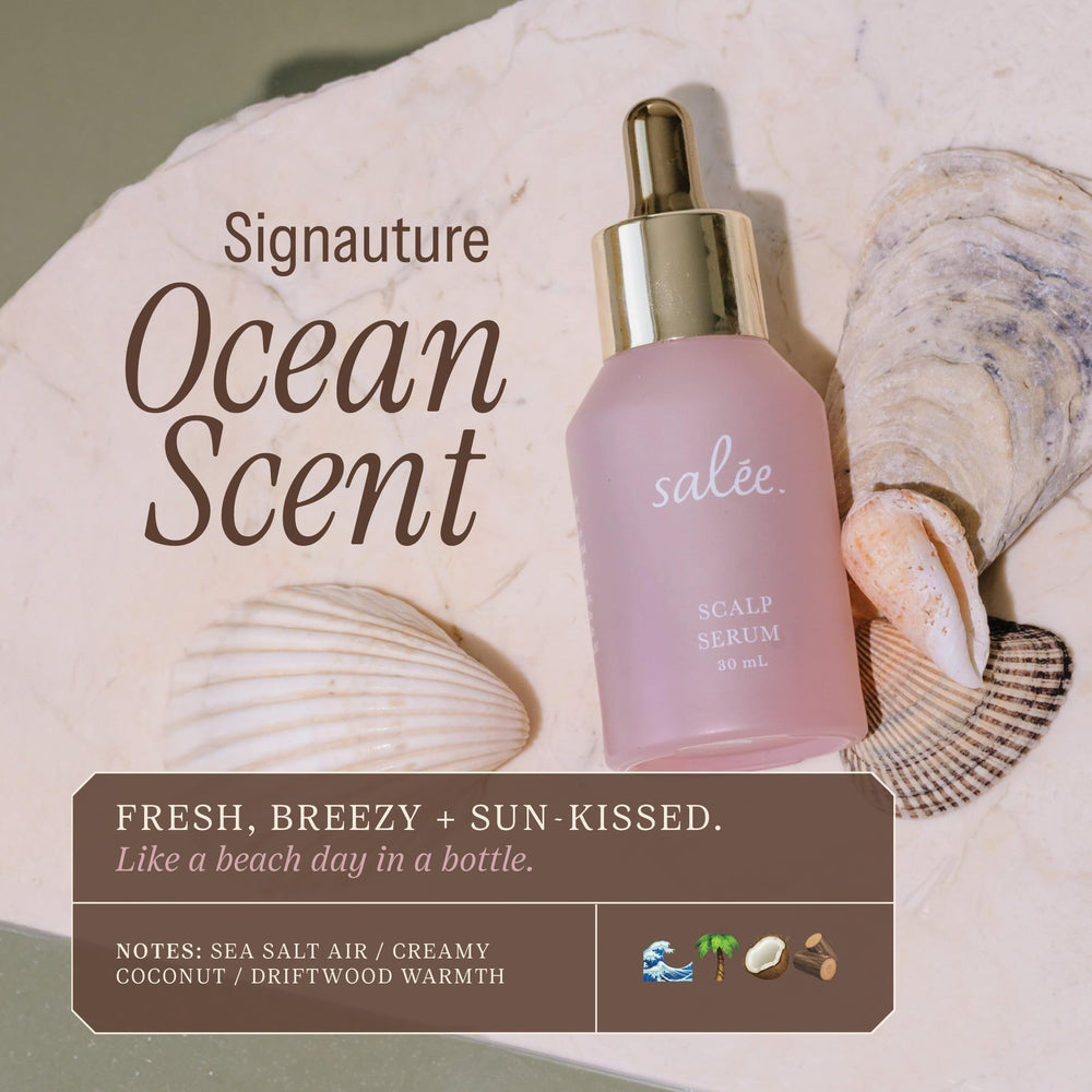 SALEE dry scalp serum dispensing cap closeup for clean, residue-free use