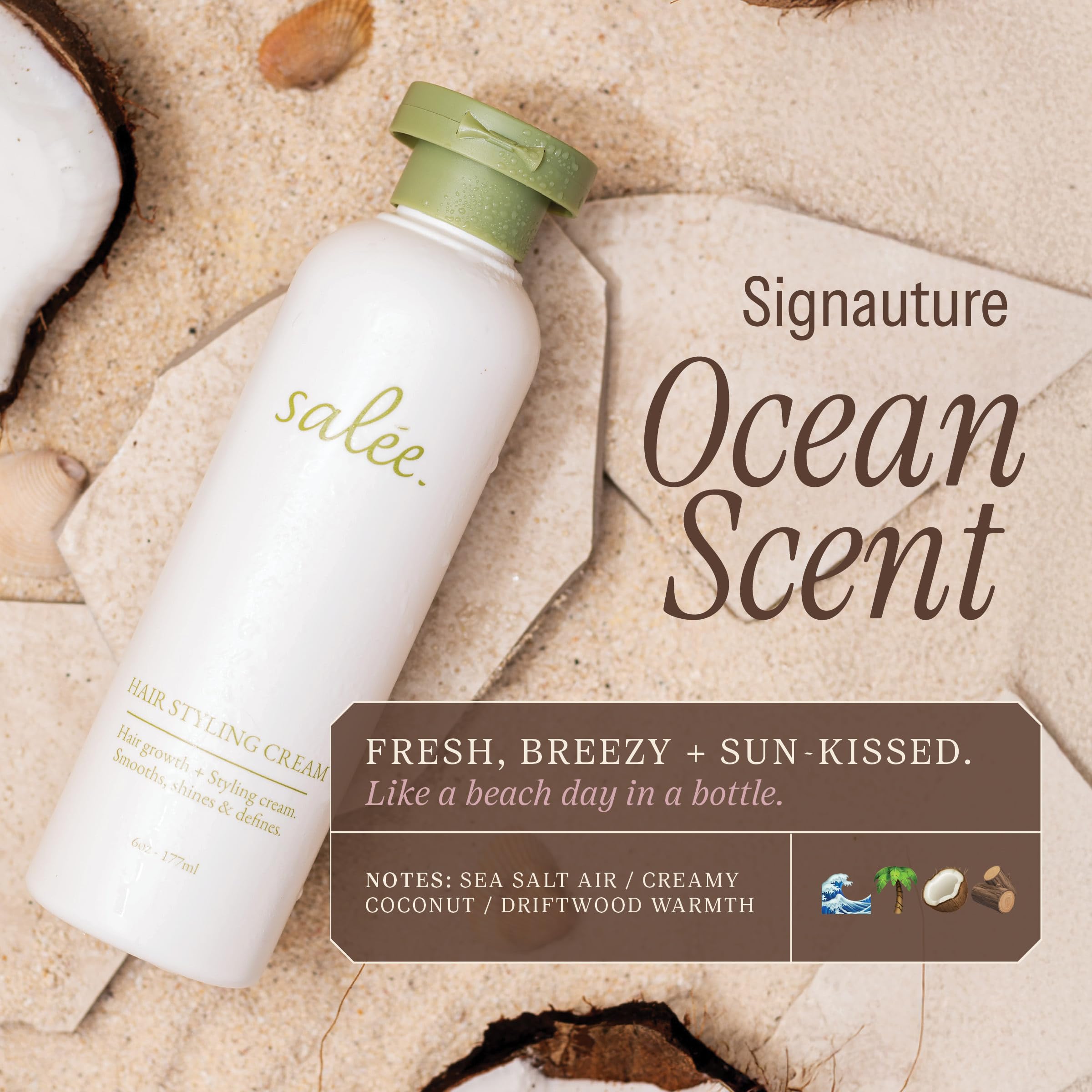 SALEE Cream defines curls for natural texture and bounce.