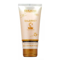 SALERM 21 jasmine-amber bottle front highlights premium leave-in care for soft hair
