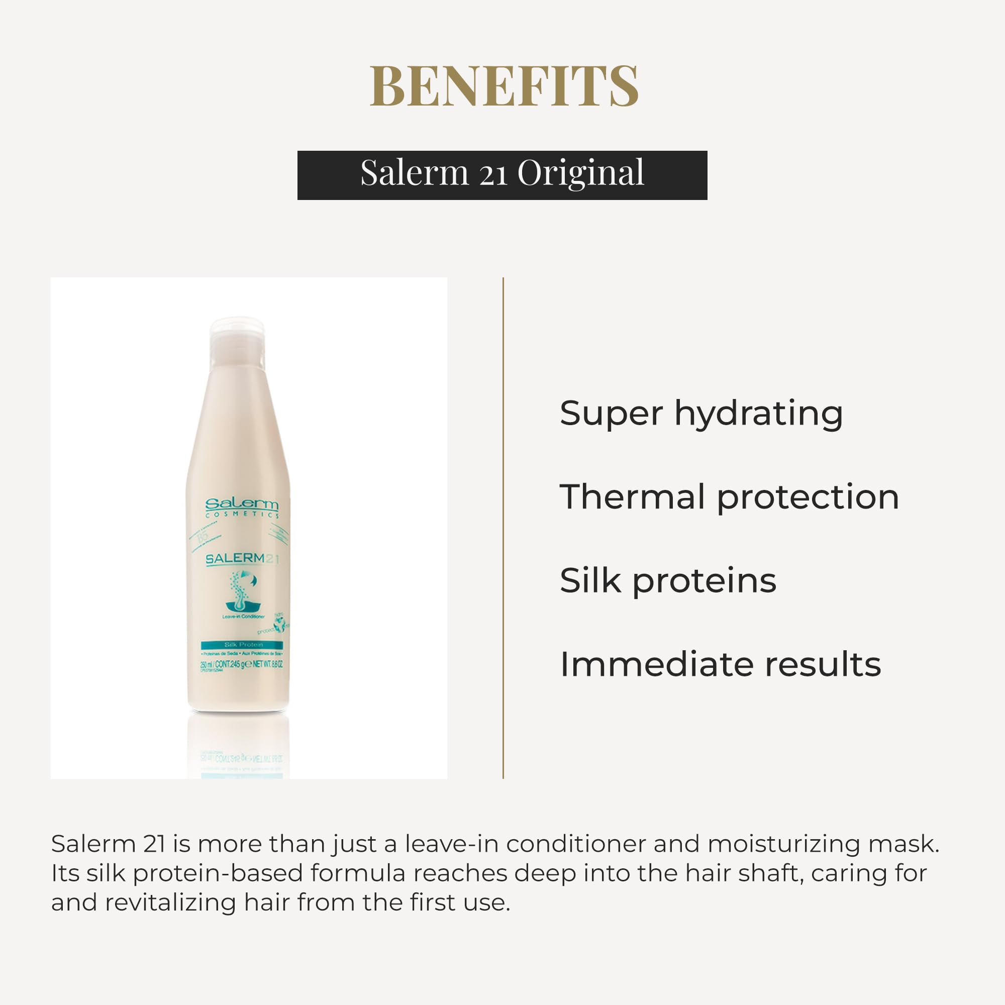 SALERM 21 shine close-up reveals silky, radiant hair