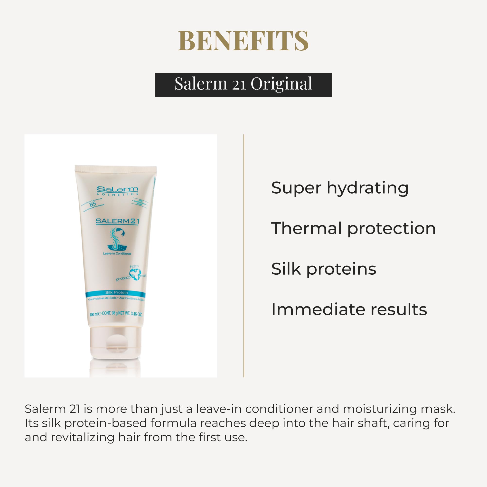 SALERM 21 Silk Protein applied to damp hair for moisture and detangling ease