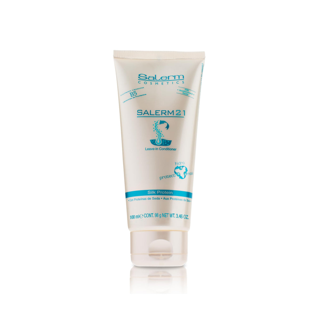 SALERM 21 Silk Protein bottle front view highlighting hydration benefits
