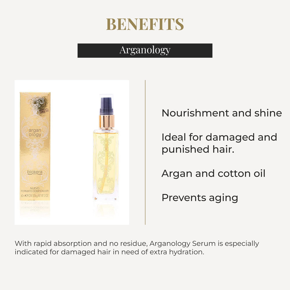 SALERM Arganology serum applied to mid-lengths, smoothing and sealing frizz