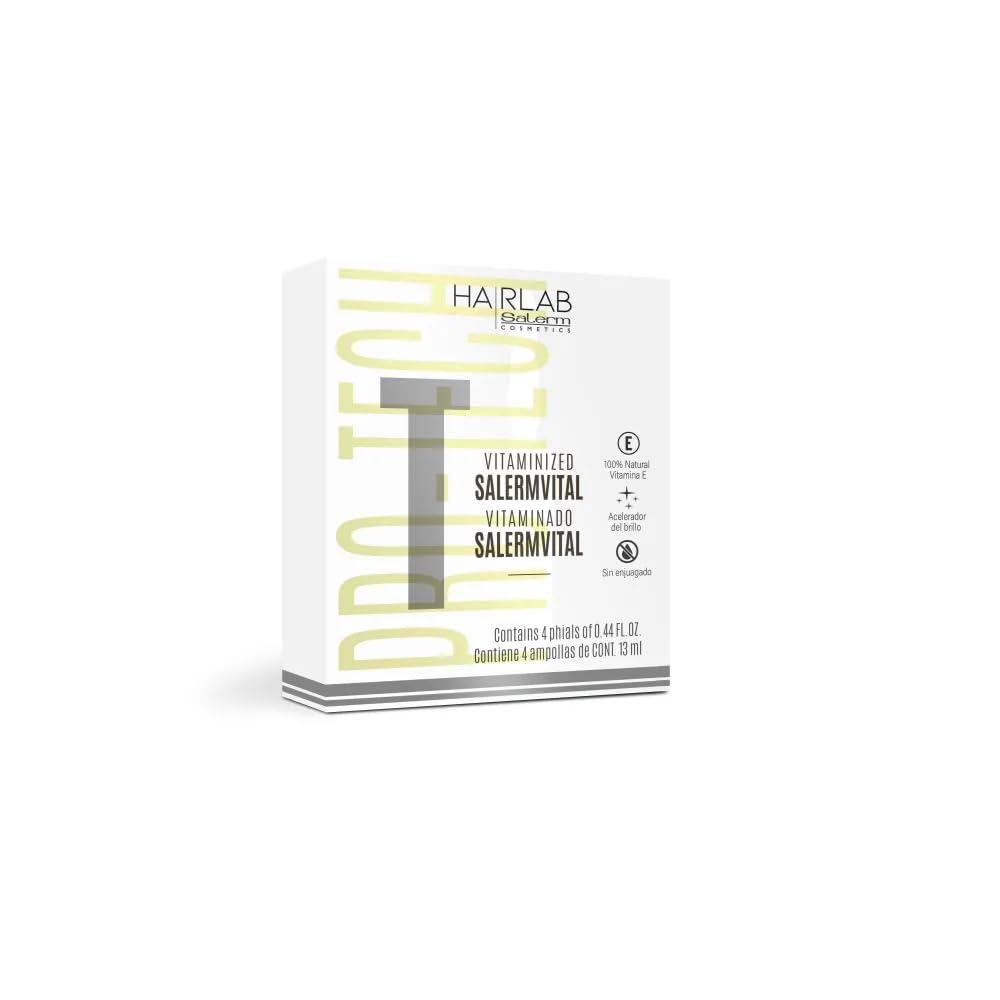 SALERM Hair Lab Salermvital ampoules close-up showing nourishing formula for color protection.