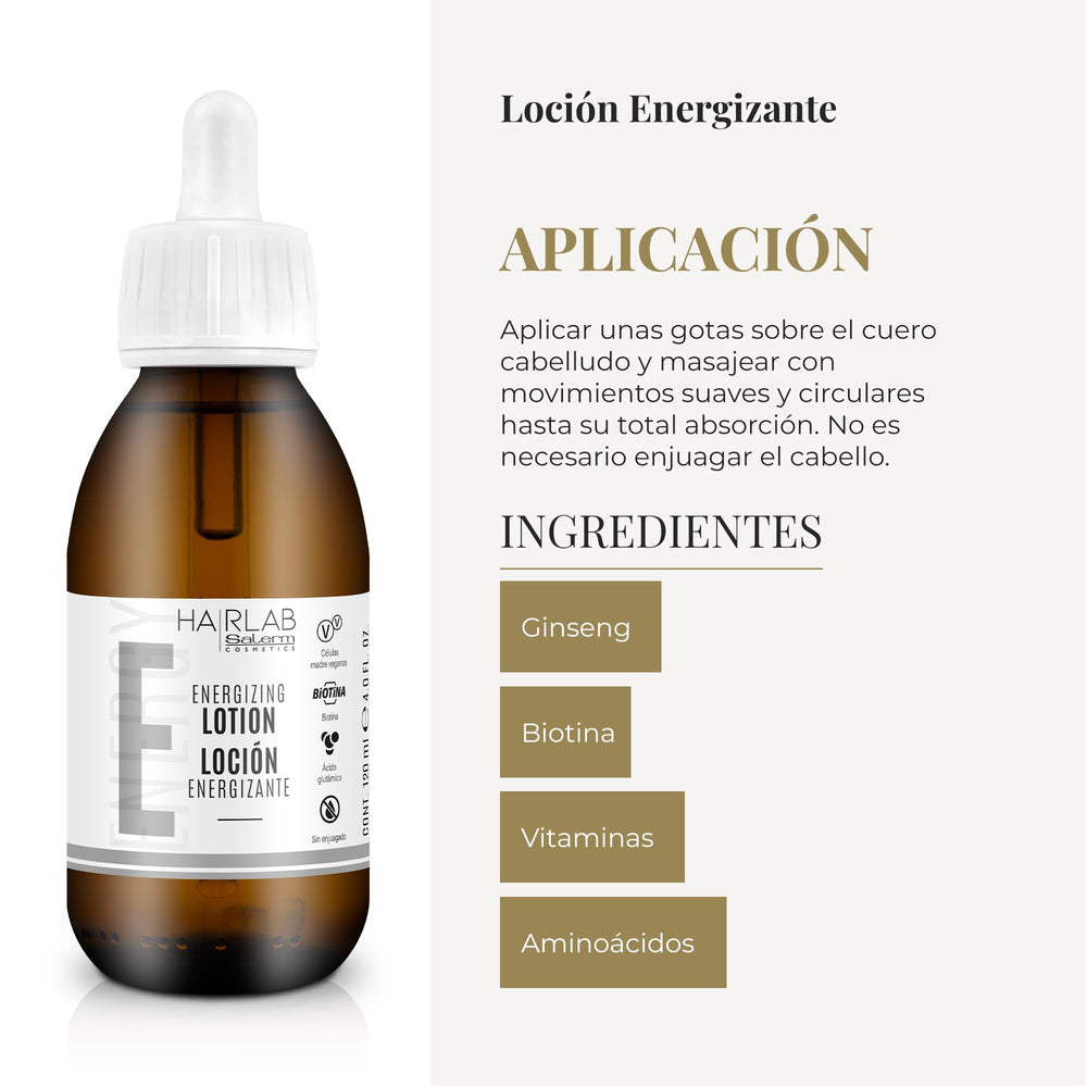 SALERM Hairlab Energizing Lotion biotin strengthens hair fibers.