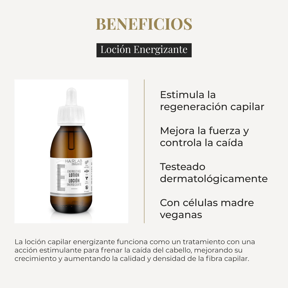 SALERM Hairlab Energizing Lotion with ginseng supports hair energy.