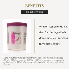 SALERM Hi Repair Mask application on mid-length to ends improves manageability.