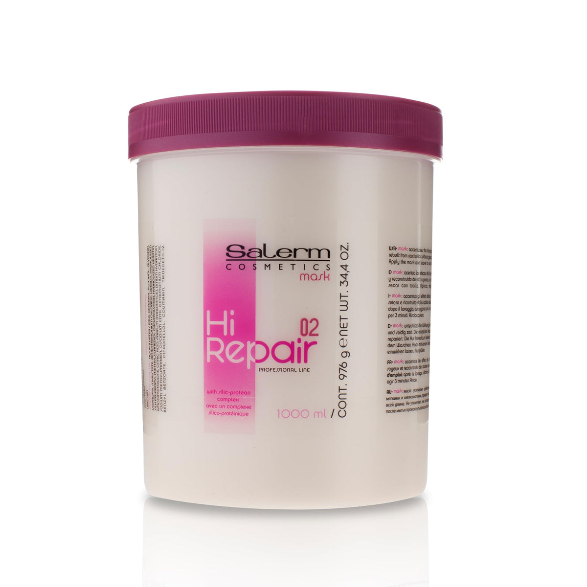 SALERM Hi Repair Mask bottle close-up for instant hair repair and hydration.