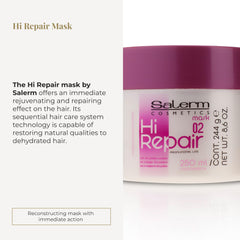 SALERM Hi Repair Mask cream texture closeup highlights rich conditioning.