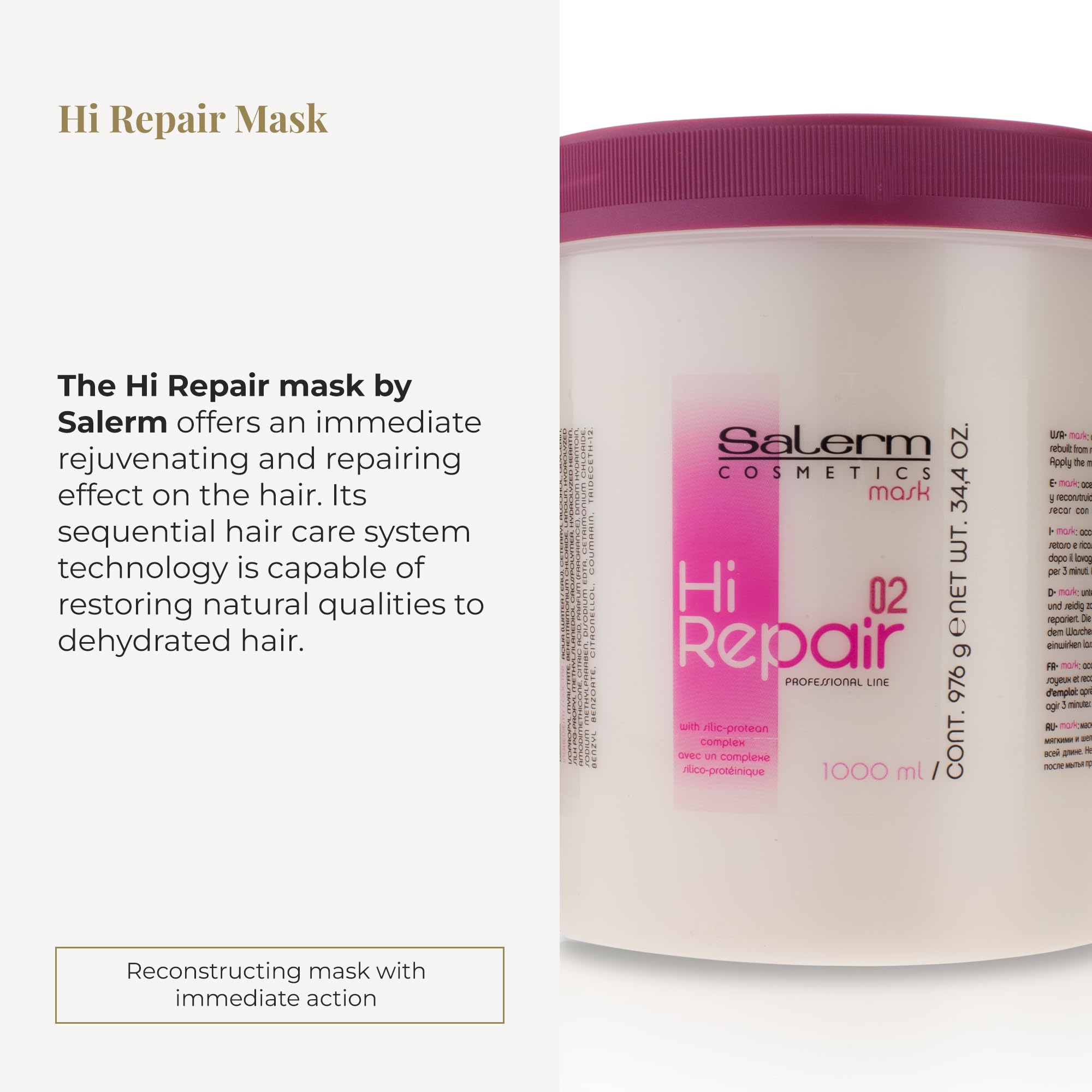 SALERM Hi Repair Mask jar open to reveal creamy texture and rejuvenation.