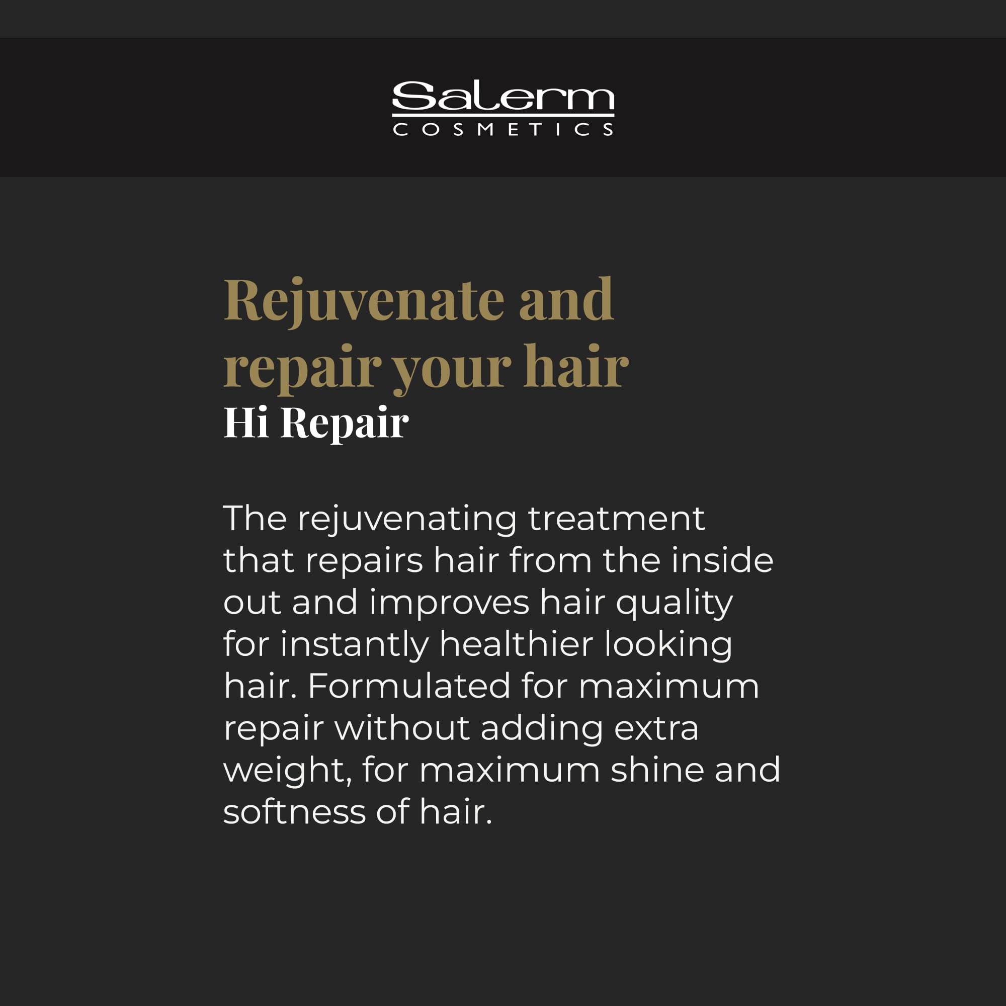 Salerm Hi Repair Shampoo packaging 250 ml on shelf for home hydration.
