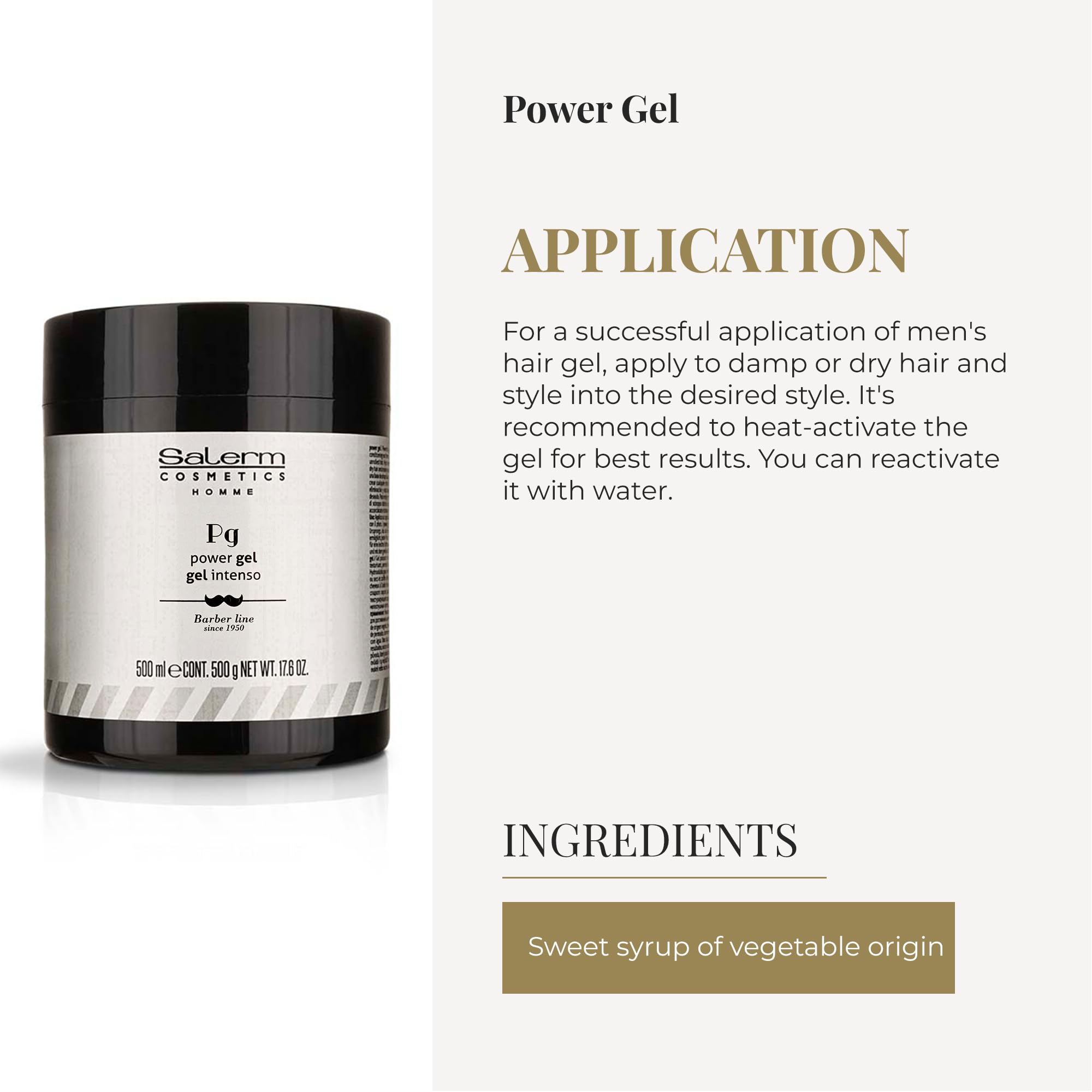 SALERM Homme Power Gel helps tame difficult hair and maintain shape longer