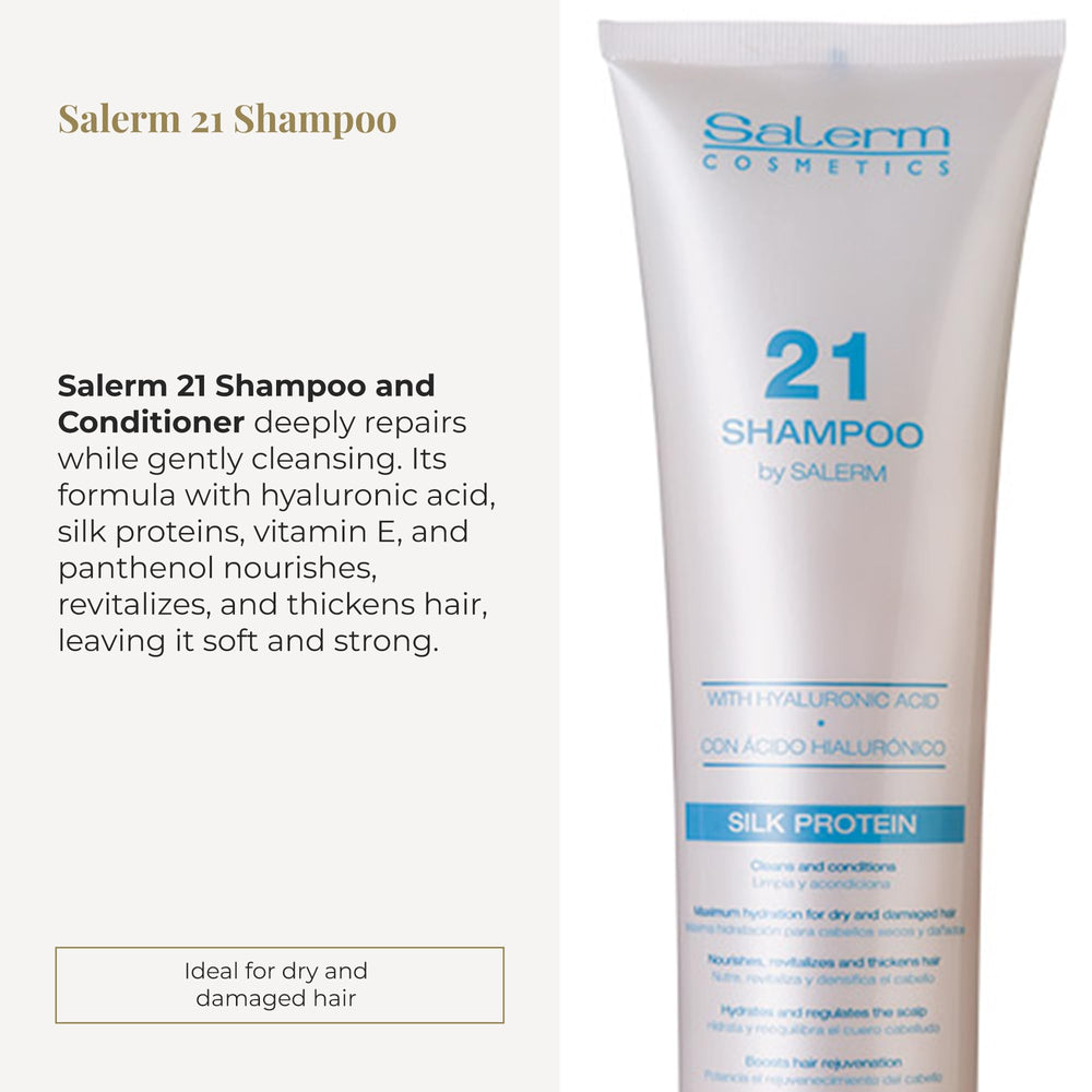 SALERM Hydrating Shampoo 21 bottle closeup highlights premium formula