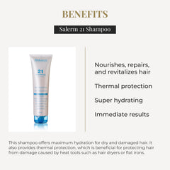 SALERM Hydrating Shampoo 21 silk-proteins drops emphasize nourishing benefits