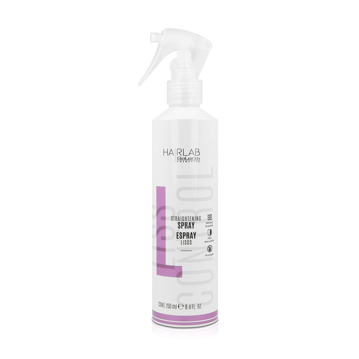 SALERM Lisos Hair Lab smoothing spray bottle front view highlighting frizz control