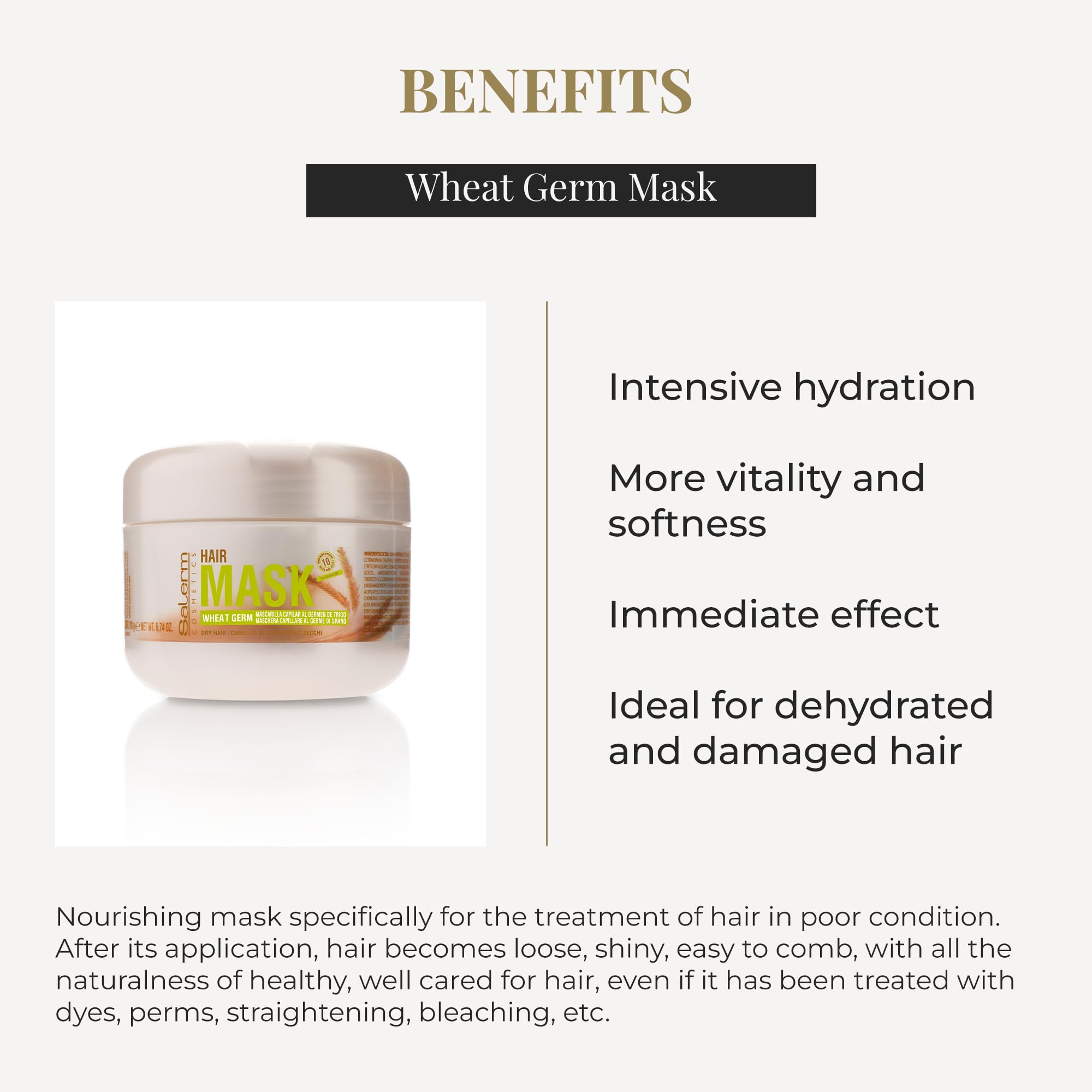  SALERM mask applied to towel-dried hair for smoother detangling
