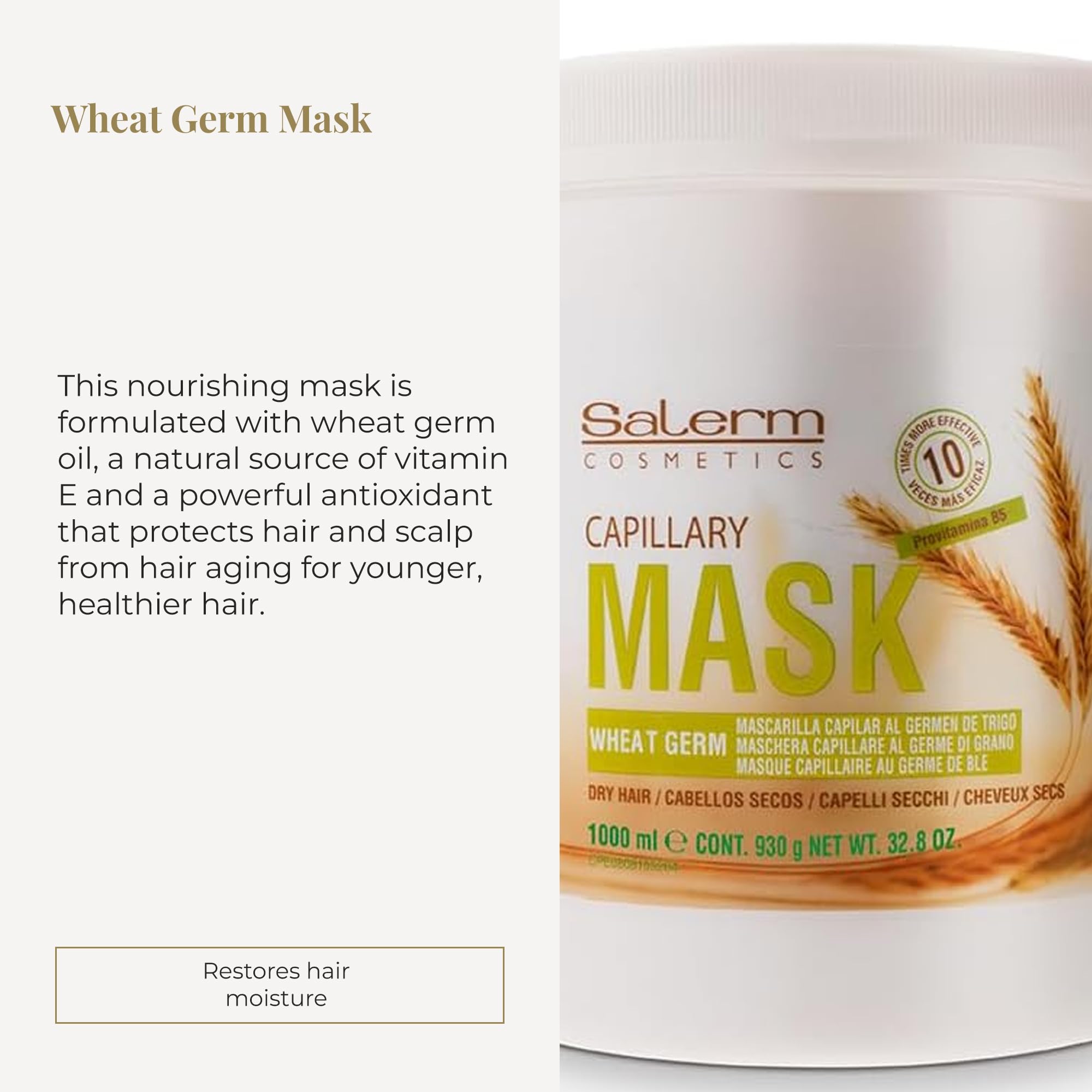 SALERM Nourishing Hair Mask wheat germ oil closeup highlights antioxidant benefits